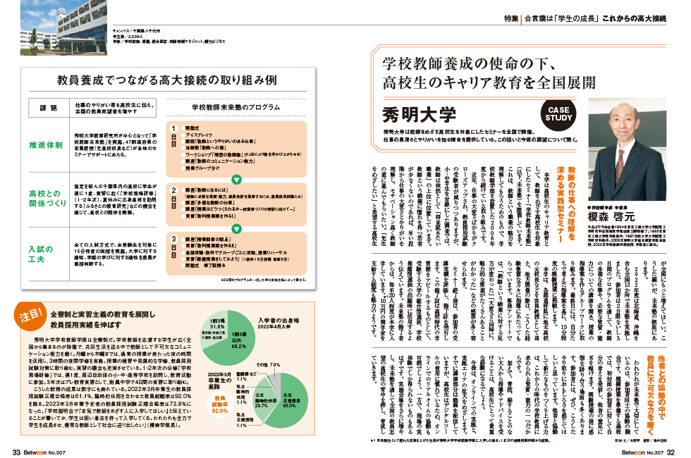 『Between』No.307に本学の高大接続の取り組みが紹介されました